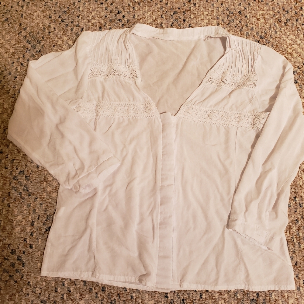 Embroidered White Boho V- Neck Blouse